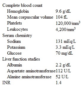 A 54-year-old homeless man is brought to the emergency department by the police after he was found to be confused and disheveled.  The patient is unable to provide a medical history and has no prior hospital record.  Temperature is 36.5 C (97.7 F) , blood pressure is 110/60 mm Hg, pulse is 90/min, and respirations are 16/min.  The patient is thin and appears ill, with temporal muscle wasting.  The mucous membranes are dry.  The lungs are clear to auscultation, and heart sounds are normal with no murmur.  The abdomen is soft, nontender, and nondistended.  The patient is disoriented and unable to recognize where he is or state the date.  Bilateral pupils are equal and reactive to light, but extraocular motion is restricted on leftward gaze.  No obvious motor weakness is present.  Deep tendon reflexes are reduced and plantar responses are flexor.  The patient has no neck rigidity, but his gait is markedly ataxic.  Laboratory results are as follows:   <strong>Item 1 of 2</strong> Which of the following is the best next step in management of this patient's confusion?  A) Intravenous broad-spectrum antibiotics  B) Intravenous crystalloid and dextrose  C) Intravenous lorazepam  D) Intravenous thiamine  E) Oral lactulose