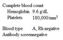 A 35-year-old woman, gravida 1 para 0, at 27 weeks gestation is evaluated in the labor and delivery unit after she was involved in a motor vehicle collision.  The patient was initially evaluated in the emergency department and then was transferred to labor and delivery in stable condition after repair of a facial laceration.  She was restrained by a lap-and-shoulder belt; the airbag was deployed.  In addition to the facial laceration, the patient has dull abdominal pain.  She reports no vaginal bleeding or leakage of fluid and has had multiple fetal movements since the collision.  The patient was previously evaluated in the emergency department at 9 weeks gestation for persistent nausea, and an ultrasound at that time confirmed gestational age.  She has otherwise had no prenatal care.  The patient has no chronic medical conditions or prior surgeries.  She does not use tobacco, alcohol, or illicit drugs.  Blood pressure is 100/70 mm Hg, pulse is 104/min, and respirations are 16/min.  Pulse oximetry is 99% on room air.  The abdomen is mildly tender at the uterine fundus, without rebound or guarding.  Sterile speculum examination confirms a closed cervix and no vaginal bleeding or rupture of membranes.  The fetal heart rate tracing has a baseline of 130/min with moderate variability, accelerations, and no decelerations.  The tocometer exhibits low-amplitude contractions every 3 minutes.  Initial laboratory results are as follows:   Which of the following is the best next step in management of this patient? A) Administer corticosteroids and initiate induction of labor B) Initiate magnesium and tocolytic therapy C) Order a Kleihauer-Betke test and continue fetal monitoring D) Perform a bedside biophysical profile E) Transfuse 2 units of packed red blood cells
