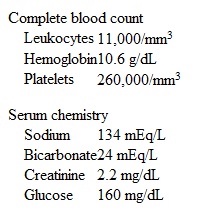 A 79-year-old woman is hospitalized after a fall that resulted in a left femoral neck fracture.  She tripped over her dog while cleaning her home, hit her head on a bookshelf, and landed on her left side.  Prior to this she had been in her usual state of health; her other medical issues include obesity, type 2 diabetes mellitus, hypertension, chronic kidney disease, and hypothyroidism.  The patient lives at home by herself.  She has smoked a pack of cigarettes daily for 38 years.  She drinks alcohol every weekend.  Results of the patient's initial workup in the emergency department demonstrated the left femoral neck fracture, creatinine of 2.0 mg/dL, and a negative noncontrast head CT.  She was admitted to the hospital and the following day underwent surgical repair.  The procedure was uncomplicated.  However, on postoperative day 3 the patient is noted to be uncomfortable and mildly agitated.  She is unable to coherently explain her symptoms.  Current medications include prophylactic subcutaneous heparin, insulin glargine, omeprazole, hydrocodone, and levothyroxine.  Temperature is 37.7 C (99.9 F) , blood pressure is 104/68 mm Hg, pulse is 114/min, and respirations are 28/min.  Pulse oximetry is 86% on room air.  Examination shows equal round and reactive pupils.  Lung examination demonstrates decreased breath sounds at the bilateral bases.  Heart rhythm is regular with normal S1 and S2.  The surgical incision shows no surrounding erythema or purulent drainage.  The patient follows commands and moves all extremities except the left leg.  Laboratory results are as follows:   Troponin I is undetectable.  Chest x-ray shows slight bibasilar atelectasis without focal consolidation, pleural effusion, or pulmonary edema.  ECG shows sinus tachycardia but is otherwise unremarkable. Ventilation-perfusion scan shows high probability for pulmonary embolism.  The patient is started on intravenous heparin.  The next day, the nurse reports that the patient has a fever.  The patient still has some chest pain but her shortness of breath and mental status are improved.  There is no cough, abdominal pain, nausea, vomiting, diarrhea, dysuria, urinary frequency, or headache.  Temperature is 38.3 C (101 F) , blood pressure is 121/73 mm Hg, pulse is 102/min, and respirations are 22/min.  Oxygen saturation is 92% on 2 L of oxygen by nasal cannula.  She does not appear ill.  The lungs are clear to auscultation.  The abdomen is soft and nontender.  Neurologic examination is nonfocal.  The operative site is healing well without erythema or purulence.  The patient's 2 peripheral IV lines have no evidence of infection.  Indwelling urinary catheter is draining clear yellow urine.  Laboratory results are as follows:   Chest x-ray shows no new abnormalities.  Urinalysis is normal.  Blood cultures are sent.  Which of the following would be the most appropriate next step for this patient? A) Continue to monitor on current therapy B) Initiate antibiotic therapy for community-acquired pneumonia C) Initiate antibiotic therapy for hospital-acquired pneumonia D) Send stool for Clostridium difficile PCR E) Start empiric antibiotic therapy for bloodstream infection