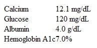 A 61-year-old man comes to the office for follow-up of long-standing type 2 diabetes mellitus.  Treatment currently consists of metformin, dietary modification, and regular exercise.  On his current regimen, the patient's weight has been mostly stable over the last 2 years, but he has noticed some weight loss in the last 6 weeks.  He also has mild constipation but no abdominal pain, nausea, or excessive urination.  Medical history is significant for hyperlipidemia and hypertension, for which he takes atorvastatin, amlodipine, and valsartan.  He also takes low-dose aspirin and a daily multivitamin.  The patient does not drink alcohol but has a 45-pack-year smoking history.  His father had type 2 diabetes mellitus and died of a stroke, and his mother had thyroid cancer that required surgery.  Blood pressure is 134/80 mm Hg and pulse is 88/min.  BMI is 30 kg/m<sup>2</sup>.  Neck examination is normal.  Lungs are clear to auscultation.  Abdominal examination reveals no masses or tenderness.  Laboratory results are as follows:   Six months ago, his chemistry profile was normal. The patient is scheduled for additional testing but is unable to return for evaluation.  About 2 weeks after his visit, he is brought to the emergency department due to weakness, nausea, increased urination, and progressive constipation.  Blood pressure is 90/70 mm Hg and pulse is 110/min.  Mucous membranes are dry.  Laboratory results show a serum parathyroid hormone level of 9 pg/mL, serum calcium of 14.1 mg/dL, and serum creatinine of 2.6 mg/dL.  Which of the following is the most likely cause of this patient's hypercalcemia? A) Diabetic nephropathy B) Malignancy C) Medications D) Secondary hyperparathyroidism E) Thyrotoxicosis