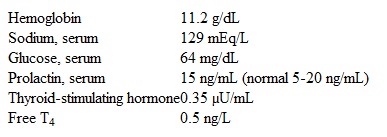 A 56-year-old woman comes to the physician with lethargy, weight loss, nausea, vomiting, and constipation for the past 2 months.  She is 3 years postmenopausal and has no long-standing medical problems.  The patient currently takes no prescription medications and does not use tobacco or alcohol.  Her family history is positive for osteoporosis and hypertension.  Her blood pressure is 124/66 mm Hg and pulse is 64/min.  She weighs 63 kg (138 lb)  and is 160 cm (5' 3 )  tall.  Her body mass index is 24.4 kg/m<sup>2</sup>.  The patient appears mildly pale.  The thyroid gland is normal to palpation.  Heart and lung sounds are normal.  Abdominal examination is unremarkable.  Neurologic examination shows prolonged relaxation time of the ankle reflexes.  Laboratory results are as follows:   Red blood cells are normochromic and normocytic.  The 8:00 AM serum cortisol is 7 µg/dL (normal 5-20 µg/dL) .  Repeat thyroid function tests show similar results. Which of the following is the most appropriate next step in evaluation of this patient? A) Adrenocorticotropic hormone (ACTH)  level and ACTH stimulation test B) Antithyroid antibody titers C) Reverse T3 Level D) Serum T3 level E) Thyroglobulin level