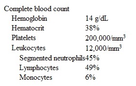 A 15-year-old boy is brought to the office due to fever.  He has had fever, chills, fatigue, and myalgias for the past 10 days.  He has lost some weight, which was attributed to poor appetite.  Three weeks ago, the patient and his family returned from a trip to the Dominican Republic; he has not traveled anywhere else.  There are no sick contacts at home.  The patient has no significant medical history and takes no medications.  Temperature is 38.3 C (101 F) , blood pressure is 110/60 mm Hg, and pulse is 108/min.  Physical examination shows a tired-looking boy in no acute distress.  The tympanic membranes are not erythematous; mucous membranes are moist; and tonsils are enlarged and erythematous with white exudate.  S1 and S2 are normal without murmurs.  The lungs are clear to auscultation bilaterally.  Lymphadenopathy is present in the anterior cervical, posterior cervical, axillary, and inguinal chains.  The abdomen is soft and nontender.  Laboratory results are as follows:   The peripheral blood smear is shown in the image:   What is the most likely reason for these findings? A) Hematologic malignancy B) Lymphoproliferative malignancy C) Parasitic infection D) Systemic bacterial infection E) Systemic viral infection