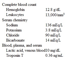 A 44-year-old man is rescued from a house fire and brought to the emergency department with nausea, headache, and altered mental status.  The fire likely began due to the stove accidently being left on overnight.  He has no chronic medical problems and takes no medications.  The patient had smoked a pack of cigarettes a day for 10 years but quit several years ago.  He does not use illicit drugs.  Temperature is 36.7 C (98 F) , blood pressure is 110/70 mm Hg, pulse is 112/min, and respirations are 28/min.  Pulse oximetry is 97% on room air.  The patient has soot around the mouth and oropharynx, flushed cheeks, pink palmar skin, and breath that smells strongly of smoke.  He is lethargic but has spontaneous movement in all extremities.  Cardiopulmonary auscultation reveals clear lung fields and normal heart sounds with occasional ectopic beats.  Laboratory results are as follows:   Chest-x ray reveals no infiltrates.  ECG shows T-wave inversions in leads I, aVL, V5, and V6 that were not present on previous ECGs.  Which of the following is most likely to confirm the underlying diagnosis? A) Coronary artery catheterization B) Measurement of arterial blood PO<sub>2</sub> C) Measurement of carboxyhemoglobin D) Measurement of methemoglobin E) Urine toxicology screening