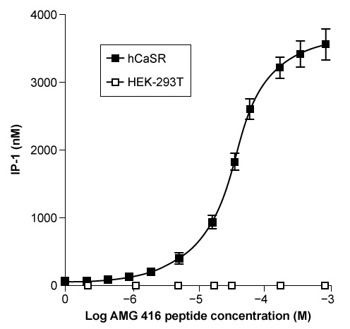 Passage Parathyroid hormone (PTH)  is an important regulator of calcium and phosphate homeostasis.  Specifically, PTH functions to increase plasma calcium concentration and reduce plasma phosphate levels.  PTH secretion is closely regulated by changes in plasma calcium concentration, which are detected by the human calcium-sensing receptor (hCaSR) , a G protein-coupled receptor located on chief cells of the parathyroid gland.  hCaSR activation ultimately inhibits PTH release by inducing a second messenger cascade in which intracellular calcium levels rise due to the hydrolysis of the membrane phospholipid phosphatidylinositol bisphosphate (PIP<sub>2</sub>)  into inositol trisphosphate (IP<sub>3</sub>)  and diacylglycerol (DAG)  by the membrane-bound enzyme phospholipase C (PLC) .Secondary hyperparathyroidism is a condition characterized by excessive PTH release in response to depressed serum calcium or elevated serum phosphate levels.  The novel peptide AMG 416, an hCaSR agonist, is being investigated as a possible treatment for secondary hyperparathyroidism caused by end-stage renal disease (ESRD) .  IP-1, a downstream metabolite of IP<sub>3</sub>, is a marker of hCaSR activity.  Researchers used embryonic kidney cells lacking hCaSR (HEK-293T)  and HEK-293T clone cells stably transfected with hCaSR (hCaSR)  to measure IP-1 levels following AMG 416 treatment (Figure 1) .    <strong>Figure 1</strong>  IP-1 concentration in embryonic kidney cells lacking hCaSR (HEK-293T)  and HEK-293T clone cells transfected with hCaSR (hCaSR)  following AMG 416 treatmentThe dependence of AMG 416 on extracellular calcium was investigated by incubating hCaSR cells with increasing concentrations of AMG 416 in the presence or absence of calcium treatment (Figure 2) .    <strong>Figure 2</strong>  IP-1 levels in hCaSR cells incubated with and without calcium and AMG 416 peptide  (Note:  IP-1 levels are normalized to the number of cells present in each culture.) In addition, PTH concentration was measured in 5/6 Nx mice, an animal model of secondary hyperparathyroidism in human ESRD.  Blood samples were taken from male and female 5/6 Nx mice for 8 hours following administration of varying concentrations of AMG 416 (Figure 3) , and PTH levels were measured.    <strong>Figure 3</strong>  Serum PTH concentration following administration of AMG 416 to 5/6 Nx mice -Which of the following is a potential complication of secondary hyperparathyroidism? A) Decreased bone mineralization B) Decreased osteoclast activity C) Increased osteoblast activity D) Increased cortical bone mass