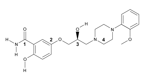 <strong>Passage High blood pressure, or hypertension, is a prevalent condition in the United States.&nbsp; One in three adults has hypertension, and approximately 20% do not know that they have it.&nbsp; If left untreated, high blood pressure can lead to major health issues, including stroke, heart attack, and kidney disease or failure.&nbsp; A number of drugs can help control hypertension, including those shown in Table 1.&nbsp; These drugs can be classified into different groups based on their mechanism of action.<strong>Table 1</strong>&nbsp; Drugs Used to Treat High Blood Pressure   Labetalol (Figure 1) exists as four stereoisomers and is administered as a mixture of all four.&nbsp; This drug can be classified as a pseudohybrid drug because two of the isomers, (R,R) and (S,R), exhibit biological activity; the other two isomers, (S,S) and (R,S), are not active.&nbsp; The (R,R) isomer acts as a nonselective β-adrenergic receptor blocker, and the (S,R) isomer acts as a selective α-adrenergic receptor blocker.   <strong>Figure 1</strong>&nbsp; Structure of (±)-labetalol and l-epinephrinel-epinephrine (Figure 1) is the agonist of the α- and β-adrenergic receptors.&nbsp; The structural motifs that allow l-epinephrine to bind to the adrenergic receptors include an amine separated from an aromatic ring by two carbon units, a hydroxyl group at a chiral center beta to the amine, and two hydroxyl groups on the aromatic ring in the meta and para positions.&nbsp; With a few structural modifications, the agonist l-epinephrine can be converted into the antagonist labetalol.&nbsp; Substitution of a hydroxyl on the aromatic ring with an amide group and extension of the methyl group on the amine transforms l-epinephrine into labetalol.&nbsp; These substitutions keep a majority of the structural motifs necessary for labetalol to mimic l-epinephrine and bind to the adrenergic receptors.   What position(s) on the analog of labetalol would be considered stereocenters?</strong> A)Positions 1 and 2 only B)Position 2 only C)Position 3 only D)Positions 3 and 4 only <div style=padding-top: 35px> 