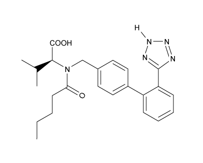 <strong>Passage High blood pressure, or hypertension, is a prevalent condition in the United States. One in three adults has hypertension, and approximately 20% do not know that they have it. If left untreated, high blood pressure can lead to major health issues, including stroke, heart attack, and kidney disease or failure. A number of drugs can help control hypertension, including those shown in Table 1. These drugs can be classified into different groups based on their mechanism of action.<strong>Table 1</strong> Drugs Used to Treat High Blood Pressure Labetalol (Figure 1) exists as four stereoisomers and is administered as a mixture of all four. This drug can be classified as a pseudohybrid drug because two of the isomers, (R,R) and (S,R), exhibit biological activity; the other two isomers, (S,S) and (R,S), are not active. The (R,R) isomer acts as a nonselective β-adrenergic receptor blocker, and the (S,R) isomer acts as a selective α-adrenergic receptor blocker. <strong>Figure 1</strong> Structure of (±)-labetalol and l-epinephrinel-epinephrine (Figure 1) is the agonist of the α- and β-adrenergic receptors. The structural motifs that allow l-epinephrine to bind to the adrenergic receptors include an amine separated from an aromatic ring by two carbon units, a hydroxyl group at a chiral center beta to the amine, and two hydroxyl groups on the aromatic ring in the meta and para positions. With a few structural modifications, the agonist l-epinephrine can be converted into the antagonist labetalol. Substitution of a hydroxyl on the aromatic ring with an amide group and extension of the methyl group on the amine transforms l-epinephrine into labetalol. These substitutions keep a majority of the structural motifs necessary for labetalol to mimic l-epinephrine and bind to the adrenergic receptors. Below is the structure of valsartan. All of the following are structural isomers of valsartan EXCEPT: </strong> A) B) C) D)