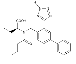 <strong>Passage High blood pressure, or hypertension, is a prevalent condition in the United States. One in three adults has hypertension, and approximately 20% do not know that they have it. If left untreated, high blood pressure can lead to major health issues, including stroke, heart attack, and kidney disease or failure. A number of drugs can help control hypertension, including those shown in Table 1. These drugs can be classified into different groups based on their mechanism of action.<strong>Table 1</strong> Drugs Used to Treat High Blood Pressure Labetalol (Figure 1) exists as four stereoisomers and is administered as a mixture of all four. This drug can be classified as a pseudohybrid drug because two of the isomers, (R,R) and (S,R), exhibit biological activity; the other two isomers, (S,S) and (R,S), are not active. The (R,R) isomer acts as a nonselective β-adrenergic receptor blocker, and the (S,R) isomer acts as a selective α-adrenergic receptor blocker. <strong>Figure 1</strong> Structure of (±)-labetalol and l-epinephrinel-epinephrine (Figure 1) is the agonist of the α- and β-adrenergic receptors. The structural motifs that allow l-epinephrine to bind to the adrenergic receptors include an amine separated from an aromatic ring by two carbon units, a hydroxyl group at a chiral center beta to the amine, and two hydroxyl groups on the aromatic ring in the meta and para positions. With a few structural modifications, the agonist l-epinephrine can be converted into the antagonist labetalol. Substitution of a hydroxyl on the aromatic ring with an amide group and extension of the methyl group on the amine transforms l-epinephrine into labetalol. These substitutions keep a majority of the structural motifs necessary for labetalol to mimic l-epinephrine and bind to the adrenergic receptors. Below is the structure of valsartan. All of the following are structural isomers of valsartan EXCEPT: </strong> A) B) C) D)