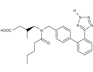 <strong>Passage High blood pressure, or hypertension, is a prevalent condition in the United States. One in three adults has hypertension, and approximately 20% do not know that they have it. If left untreated, high blood pressure can lead to major health issues, including stroke, heart attack, and kidney disease or failure. A number of drugs can help control hypertension, including those shown in Table 1. These drugs can be classified into different groups based on their mechanism of action.<strong>Table 1</strong> Drugs Used to Treat High Blood Pressure Labetalol (Figure 1) exists as four stereoisomers and is administered as a mixture of all four. This drug can be classified as a pseudohybrid drug because two of the isomers, (R,R) and (S,R), exhibit biological activity; the other two isomers, (S,S) and (R,S), are not active. The (R,R) isomer acts as a nonselective β-adrenergic receptor blocker, and the (S,R) isomer acts as a selective α-adrenergic receptor blocker. <strong>Figure 1</strong> Structure of (±)-labetalol and l-epinephrinel-epinephrine (Figure 1) is the agonist of the α- and β-adrenergic receptors. The structural motifs that allow l-epinephrine to bind to the adrenergic receptors include an amine separated from an aromatic ring by two carbon units, a hydroxyl group at a chiral center beta to the amine, and two hydroxyl groups on the aromatic ring in the meta and para positions. With a few structural modifications, the agonist l-epinephrine can be converted into the antagonist labetalol. Substitution of a hydroxyl on the aromatic ring with an amide group and extension of the methyl group on the amine transforms l-epinephrine into labetalol. These substitutions keep a majority of the structural motifs necessary for labetalol to mimic l-epinephrine and bind to the adrenergic receptors. Below is the structure of valsartan. All of the following are structural isomers of valsartan EXCEPT: </strong> A) B) C) D)