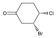 <strong>The molecule (3R,4S)-3-Bromo-4-chlorocyclohexanone is shown below:   Which of the following structures depicts the same molecule?</strong> A)   B)   C)   D)   <div style=padding-top: 35px> 