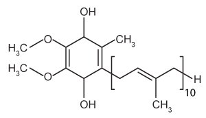 <strong>Ubiquinone (shown below) is an important molecule in the electron transport chain, where it receives electrons in complex I originating from NADH. What is the structure of the product formed when electrons are added to ubiquinone?</strong> A) B) C) D)