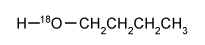 If the compound shown below is the product of a Fischer esterification, which of the following compounds is the starting reagent with oxygen-18 isotopic substitution for this reaction? A) B) C) D)