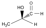 Passage Solid-phase peptide synthesis is normally carried out on a resin bathed multiple times in dimethylformamide (DMF) -a toxic, polar, aprotic solvent-which poses an environmental problem because a large amount of toxic solvent waste is created. Cyclic carbonates such as propylene carbonate (PC) and ethylene carbonate (EC) are nontoxic, polar, aprotic solvents that could be used as an alternative to DMF.Compounds <strong>1</strong> and <strong>2</strong> are modified L-amino acids. They were coupled to form Compound <strong>3</strong>, a dipeptide, which was then deprotected to yield Compound <strong>4</strong> (Figure 1) . <strong>Figure 1</strong> Synthesis of Compound <strong>4</strong>To determine the effect that solvent type and temperature have on the synthesis of this peptide, the nontoxic solvents PC and EC as well as the toxic solvent DMF were each used in separate syntheses of Compound <strong>4</strong> at different temperatures. The reaction solvent was also used to rinse the resin. Table 1 shows the results of these syntheses.<strong>Table 1</strong> Results from the Synthesis of Compound <strong>4</strong> The successful synthesis of Compound <strong>4</strong> using nontoxic solvents encouraged researchers to pursue the synthesis of a larger, biologically active peptide. Bradykinin, a vasodilator containing nine amino acids (Arg-Pro-Pro-Gly-Phe-Ser-Pro-Phe-Arg) , was synthesized using the same solid-state peptide synthesis protocol used to synthesize Compound <strong>4</strong>. Separate syntheses were done using either DMF or PC, and the purity of bradykinin from each synthesis was analyzed by high-performance liquid chromatography (HPLC) (Figure 2) .In each chromatogram, peak 1 has the same retention time as commercially obtained bradykinin, and the other peaks correspond to impurities. In chromatogram A, the impurity has a similar retention time to the product peak whereas the impurity peaks in chromatogram B have distinct retention times compared to the product peak. <strong>Figure 2</strong> HPLC of synthetic bradykinin: (A) synthesis in DMF; (B) synthesis in PC Adapted from S. B. Lawrenson et al., The greening of peptide synthesis. Green Chem. ©2017 The Royal Society of Chemistry. -The L designation of the amino acids used in peptide synthesis is based on the absolute configuration of L-glyceraldehyde. What is the structure of L-glyceraldehyde? A) B) C) D)