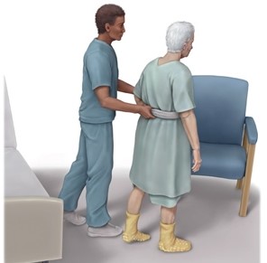 The nurse is preparing to transfer a client from the bed to the chair for the first time.  The client has generalized weakness and is unable to follow instructions.  Which would be the <strong>most</strong> appropriate method for the nurse to use to transfer this client safely? A)    B)    C)    D)   