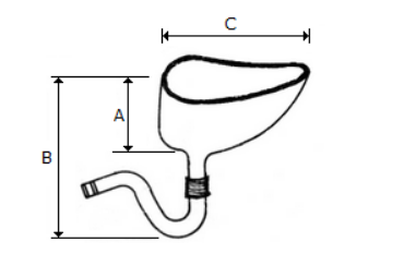 <strong>The value of 'C' of Indian type W.C. shown in the given figure is: </strong> A)400 mm B)450 mm C)500 mm D)550 mm