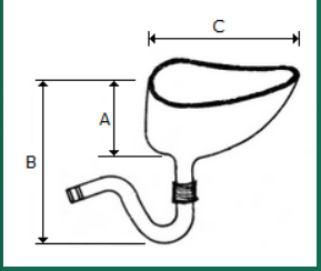 <strong>The value of 'A' of Indian type W.C. shown in the given figure is: </strong> A)25 cm B)30 cm C)40 cm D)45 cm