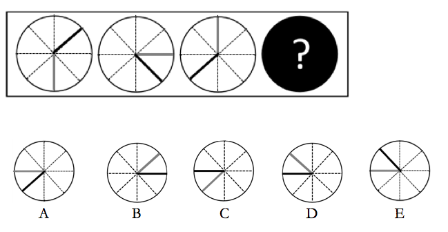 Replace the ? in the boxed series.   A) E B) C C) B D) D E) A