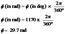 To find the total angular distance of the knee, first realize that to squat down and then back up, the knee must travel through 85º of flexion to go down, then through another 85º of extension to return to s standing posture. Therefore, the actual angular distance of the squat is 170º. So for ten squats, the knee would go through the full 170º range of motion ten times: 170º × 10 = 1700º So the angular distance, ?, is equal to 1700º. To convert this distance into displacement, remember that 2? radians is equal to 360º, or one radian is equal to 57.3º. Thus:   The angular distance is also 29.7 radians. Finally, remember that the angular kinematic qualities such as displacement, velocity, and acceleration have the same interrelationships as their linear counterparts. Thus, because angular displacement is equal to angular distance divided by time, the angular displacement of the knee will be zero, because the knee's final position will be the same as it's initial position.