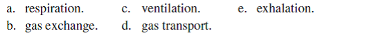 The process of bringing oxygenated water or air into contact with a gas-exchange surface is