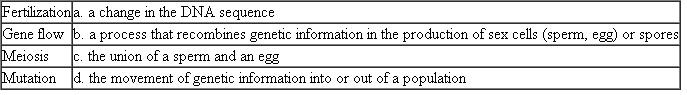 Match each of the following processes with its characteristic, description, or example. Each term on the left may match more than one description on the right.