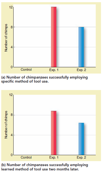 ANALYZING DATA. Compare the two graphs in Figure. What information does the second graph illustrate What possible explanation can you give for the differences shown in the two graphs  FIGURE Testing a prediction about learning in chimpanzee populations   