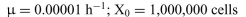 Graph the cell concentration as a function of time for the following condi- tions: a.    b. tD = 24 h; X0 = 10 cells c.    d. From what you know about rates of cell turnover and division in various human tissues, what kinds of cells are best described by the graph in a? in b? in c?