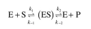 Consider the reversible product-formation reaction in an enzyme-catalyzed bioreaction: Develop a rate expression for product-formation using the quasi-steady-state approximation and show that where