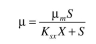 In a chemostat you know that if a culture obeys the Monod equation, the residual substrate is independent of the feed substrate concentration. You observe that in your chemostat an in- crease in   causes an increase in the residual substrate concentration. Your friend suggests that you consider whether the Contois equation may describe the situation better. The Contois equation (eq. 6.36) is:    a. Derive an expression for S in terms of    and X for a steady-state CFSTR (chemostat).  b. Derive an equation for S as a function of     c. If    increases twofold, by how much will S increase?