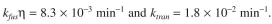 A mutant SFV has values of The wild- type virus has values of For both wild- type and mutant SFV the value of = 0.074 Prebound virus were used (see Problem 15.1) and was the same for both cases. At 20 min what is the ratio of uncoated virus for the wild-type virus to the mutant.