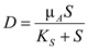 Steady state material balances for a Chemostat with 2 Organisms and Commensalism   ……(1)   …… (2)   ……(3)   …… (4) Solving equation (1) for D ( F/V ) as a function of S   …… (5) Solving equation (2) for P as a function of S and D   …… (6)   …… (7) Solving equation (3) for   as a function of S , D and P     …… (8) Solving equation (4) for   as a function of S , D , P and         …… (9) Choose S and use equation (5) to compute D , equation (7) to compute P , equation (8) to compute   , and equation (9) to compute       Since organism B relies on organism A to produce its substrate, P, washout of organism A, and thus the cessation of P production, results in washout of organism B as well. In examining equation (8) notice the direct dependence of   on  