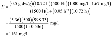 (a)The value of   is zero therefore the above expression of biomass material balance equation becomes,   Substitute tha values and solve,   Rarrange the ratio and solve,   Reduced biomass material balance equation (from equation16.35 provided in text book) is expressed as follows,   The value of the   is zero, therefore the above expression becomes,   Rearrange the expression for   ,   Substitute the value and solve,   From the question provided in text book,   Substitute the value and solve for   ,   Further solve,   Therefore, substrate concentration   is   (b)The expression of the Cell concentartion in the reactor is,   Now, the is calculated as follow,   Substitude the values from part (a) and solve,   Substitute tha values and solve,   Hence the value of the cell concentration in the reactor is   (c) The value of the X r and S r in the recycle stream is calculated as follows, The ratio   is calculated in part (a) therefore rearrange this to find the value of   ,   Rearrange for   and then substitute the value of   from above and solve,   Hence the value of   is   The value of   is same as   , therefore,   Hence the value of   is  