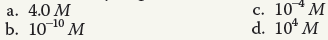 Measurements show that the pH of a particular lake is 4.0. What is the hydrogen ion concentration of the lake  