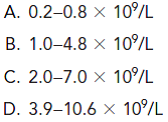 The adult reference interval for peripheral blood lymphocytes is: (Objective 3)