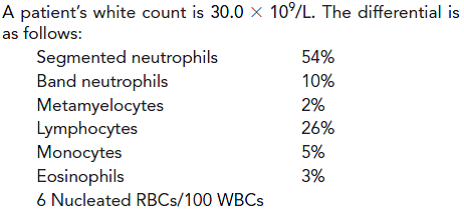 Which of the following correctly describes the differential if the patient is an adult? (Objective 1) A) pseudo-neutrophila B) leukoerythroblastic reaction C) agranulocytosis D) physiologic neutrophilia