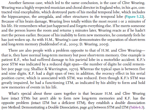 On page, we described the case of K.F., who had normal LTM but poor STM. What problem does K.F.'s condition pose for the modal model of memory? Can you think of a way to modify the model that would handle K.F.'s condition?      