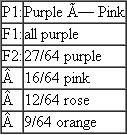 Deep in a previously unexplored South American rain forest, a species of plants was discovered with true-breeding varieties whose flowers were pink, rose, orange, or purple. A very astute plant geneticist made a single cross, carried to the F 2 generation, as shown:   Based solely on these data, he was able to propose both a mode of inheritance for flower pigmentation and a biochemical pathway for the synthesis of these pigments. Carefully study the data. Create a hypothesis of your own to explain the mode of inheritance. Then propose a biochemical pathway consistent with your hypothesis. How could you test the hypothesis by making other crosses?<div style=padding-top: 35px> 