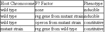 A marine bacterium is isolated and shown to contain an inducible operon whose genetic products metabolize oil when it is encountered in the environment. Investigation demonstrates that the operon is under positive control and that there is a reg gene whose product interacts with an operator region ( o ) to regulate the structural genes, designated sg. In an attempt to understand how the operon functions, a constitutive mutant strain and several partial diploid strains were isolated and tested with the results shown here:   Draw all possible conclusions about the mutation as well as the nature of regulation of the operon. Is the constitutive mutation in the trans -acting reg element or in the cis -acting o operator element?<div style=padding-top: 35px> 