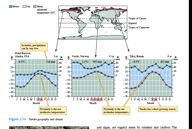 Biologists have observed much more similarity in species composition among boreal forests and among areas of tundra in Eurasia and North America than among tropical rain forests or among Mediterranean woodlands around the globe. Can you offer an explanation of this contrast based on the global distributions of these biomes shown in figures 2.10 , 2.22 , 2.31 , and 2.34        <div style=padding-top: 35px> 