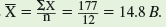 In chapter 2 (p. 18) we determined the sample mean. However, while the sample mean is one of the most common and useful of summary statistics, it is not the most appropriate statistic for some situations. One of the assumptions underlying the use of the sample mean is that the observations used to calculate it are drawn from a population with a normal, or bell-shaped, distribution. However, where the distribution of values within a population deviates substantially from a normal distribution, it may be better to use another estimator of the population average. An alternative statistic is the sample median. The sample median is the middle value in a sample. Let's determine the median for the sample we used to determine a sample mean in chapter 2. Here is the table summarizing that sample:     Because there was an odd number of observations in this sample, 11, there is a middle value in the series of observations, with 5 observations with higher value and 5 with lower value. That middle value occurs at sample rank number 6 and the height of the seedling with this rank happens to be 6 cm. So, the sample median is 6 cm. Notice that this value is very similar to the sample mean we calculated in chapter 2, which was 5.7 cm. In this case, the sample mean and sample median give similar estimates of the average within the population. However, where a population contains a few very large or very small values, the sample median may give a better estimate of the average within the population. Consider the following sample of the abundance of mayfly nymphs living within 0.1 m 2 areas of stream bottom. The sample was taken from a high mountain stream of the southern Rocky Mountains and the mayfly species was Baetis bicaudatus:      In this case, because one of the samples contained 126 nymphs, the sample median and sample mean give very different estimates of the average number of B. bicaudatus living within a 0.1 m 2 area of the study stream. Because this sample has an even number of observations the sample median is determined as the average of the two middle observations. That is:     The sample mean is     bicaudatus per 0.1 m 2. This estimate of the population mean is more than three times the estimate provided by the sample median. In this case it is clear that the sample median, which again is the middle value in an ordered sample of observations, more closely estimates the number of B. bicaudatus that you are likely to encounter within 0.1 m 2 of benthic habitat in this mountain stream.  Suppose you find that an organism is fairly evenly distributed across most of a habitat but is found at 10 times typical numbers in a few hotspots. In such a situation, which would be a better description of the typical population density-the mean or median