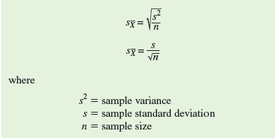 When we introduced the sample mean, we pointed out how it is an estimate of the actual, or true, population mean. A second sample from a population would probably have a different sample mean and a third sample would have yet another. How close is a given sample mean to the true population mean The answer to this question will depend on two factors: the variation within the population and the number of observations or measurements in our sample from the population. Here, we will begin to build a way of representing the precision of a given estimate of a population mean. Our first step will be to calculate a statistic called the standard error of the mean, usually called the standard error,     . The standard error is calculated from the sample variance (see chapter 4, p. 88) and the sample size as follows:          For a concrete example, let's use the body length measurements for a sample of loach minnows, Tiaroga cobitis, from a tributary of the San Francisco River in southwestern New Mexico. Suppose you are comparing the body sizes of loach minnows in populations exposed to predation by flathead catfish, an introduced species, to populations not exposed to predation by this introduced fish. To do so you need to estimate body sizes in several populations. Your sample from the San Francisco River was:     Now, let's consider the hypothetical situation in which we obtained a sample of loach minnows from another study site on the Gila River. This second sample happened to yield the same sample mean and the same standard deviation. However, instead of 10 loach minnows, this second sample included 50 loach minnows. The standard error calculated from this sample is:             Notice that because there were more minnows in this second sample, the size of the standard error is considerably smaller. In other words, our second sample mean is a more precise estimate of the true population mean. This is shown in the form of a graph in figure 1. In figure 1 a the points indicate the sample means for our two samples and the vertical bars, above and below the points, are plus and minus one standard error. The same statistics are plotted in figure 1 b as a bar graph and only the upper standard error bar is shown, which is a common way to plot such data. In either case, the smaller standard error around the sample mean for the Gila River indicates that our estimate of the mean length of loach minnows in the population is more precise there than for the population in the San Francisco River. In Investigating the Evidence 15 (see p. 345) we will use the standard error to derive a more quantitative expression of precision called the confidence interval.      When might it be preferable to take smaller, rather than larger, samples of a population