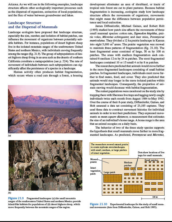 In chapter 6 (see p. 136) we considered the number of samples necessary to obtain a reasonably precise estimate of the number of species in two simple communities. In chapter 16 (see p. 359) we reconsidered the same question in relation to very complex communities, concluding that, in some situations, the sampling efforts required for precise estimates of the number of species must be intense. In general, the sample size necessary to detect statistically significant differences, or effects, increases with the variation of the system under study. Here we consider another question, What determines sample size  Another way of putting this question is, What is a replicate observation or measurement          For small-scale studies, the answers to these questions are clear. For instance, in laboratory studies of the running performance of an animal species, or the photosynthetic rate of a plant species, the number of individuals measured would determine sample size. In an experimental field study of the effects of nitrogen availability on plant diversity, the number of field plots in which the investigator manipulated soil nitrogen would determine sample size. However, the answers to these questions may not be as obvious, as ecologists begin to address larger-scale ecological problems. For example, in chapter 21, we compared the standing stocks of detritus in two streams (see p. 466), one that drained a deciduous forest and one that drained a coniferous forest, and found significant differences between the two streams. In that comparison, the number of measurements of detritus standing stock in each stream, which was 7, determined the sample size.      However, based on the comparison of the two study streams, can we conclude that streams draining conifer forests, in general, contain higher standing stocks of detritus compared to deciduous forest streams We cannot reach such a general conclusion. Why not The basic reason is that the study outlined in chapter 21 included only one stream draining each type of forest. In other words, relative to the general relationship between type of forest and amount of detritus in associated streams, our sample size was one. Even if we made 100 measurements of detritus in the two study streams and, as a consequence, obtained very precise estimates of the amount of detritus that each held, the sample size relative to the broader question would still be one stream of each type.  How do we increase sample size for such a study To do so we would need to locate and study several streams associated with deciduous forests and coniferous forests. Ideally, we would sample beyond a particular landscape and include streams in several landscapes throughout a region. The number of different streams of each type that we sampled within the region would determine the sample size. To make statements beyond the regional scale, we would need to sample several regions within a continent. The requirements of ecological research at very large scales soon taxes the limited resources of any single investigator or team of investigators. As a consequence, ecologists studying at large spatial scales increasingly turn to computer-based systems for data gathering and analysis, a topic discussed in the Applications section. Another way to increase our ability to make inferences is to utilize information gathered and published by other research teams. Doing so puts local and regional studies in broader contexts. In chapter 23, we discuss some approaches to searching this literature (p. 520).     How might whole-earth scale, global ecology be affected by sample size considerations