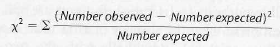 The general protocol for using the chi-square test for goodness of fit and evaluating its results can be stated in a series of steps. Two preparatory steps precede the actual chi-square calculation. Table 5.2 Critical Chi-Square Values    To calculate chi square, begin with one class of offspring. Subtract the expected number from the observed number to obtain the deviation from the predicted value for the class. Square the result and divide this value by the expected number. Do this procedure for all classes and then sum the individual results. The final result is the chi-square ( 2 ) value. This step is summarized by the equation:    where means sum of all classes.