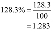 Decimals are the fractions with denominator, are powers of ten and numerator is any whole number. It is any number with the base ten systems. The decimal point is used to separate the ones place from the tenths place. Percentage is a number or ratio, expressed as a fraction of 100. It is a dimensionless number and has been written by this sign %. For converting percentages into decimals, the number is divided by 100. The conversion of 128.3% into decimals is as follows:   So, 128.3% is equal to   . The conversion of 0.46% into decimals is as follows:   So, 0.46% is equal to   . The conversion of 32% into decimals is as follows:   So, 32% is equal to   .