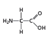 Below is the structure of glycine. Draw a tripeptide composed exclusively of glycine. Label the N-terminus and C-terminus. Draw a box around the peptide bonds.