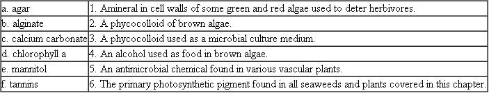 Match the following chemicals with the appropriate description:  