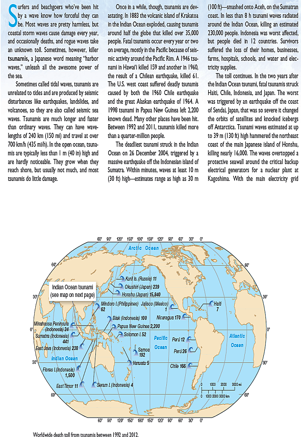 Most tsunamis occur in the Pacific Ocean, as indicated by the map in Box 3.3, Waves That Kill. How would you explain this? Box 3.3 Waves That Kill    <div style=padding-top: 35px> 