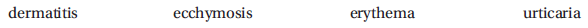 Select the correct answer, and write it on the line provided. The term ________________________________ is used to describe any redness of the skin due to dilated capillaries.  <div style=padding-top: 35px> 