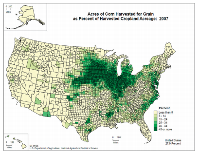 Mapping Your Food supply  Understanding where your food comes from helps you understand the environmental questions involved with producing the food you eat. Because this information is so important, culturally and economically, the United States Department of Agriculture (USDA) publishes maps and statistical analysis of our major crops. This rich repository of information lets you explore where your food comes from. Go to Connect to find a link to some of these maps and to demonstrate your understanding of where we produce some of our major foods.   