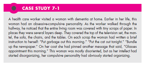 From the observation made by the health care worker in Case Study 7-1, we can see how who we were before the illness influences who we are during an illness. Please elaborate on this point from the case. What do you think of the client's coping strategy? (In Reference Case Study 7-1)   