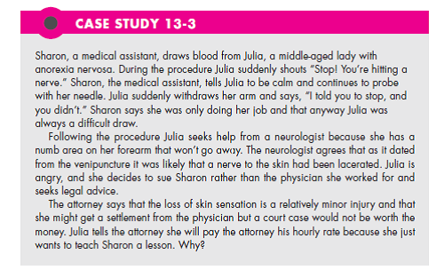 Refer to Case Study 13.3. Why did Julia not try to persuade the physician to fire Sharon? (In Reference Case Study 13.3)   