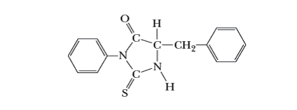 Solving the Sequence of an Oligopeptide From Sequence Analysis Data Amino acid analysis of an oligopeptide 7 residues long gave      The following facts were observed:  a. Trypsin treatment had no apparent effect.  b. The phenylthiohydantoin released by Edman degradation was      c. Brief chymotrypsin treatment yielded several products, including a dipeptide and a tetrapeptide. The amino acid composition of the tetrapeptide was Leu, Lys, and Met.  d. Cyanogen bromide treatment yielded a dipeptide, a tetrapeptide, and free Lys. What is the amino acid sequence of this heptapeptide